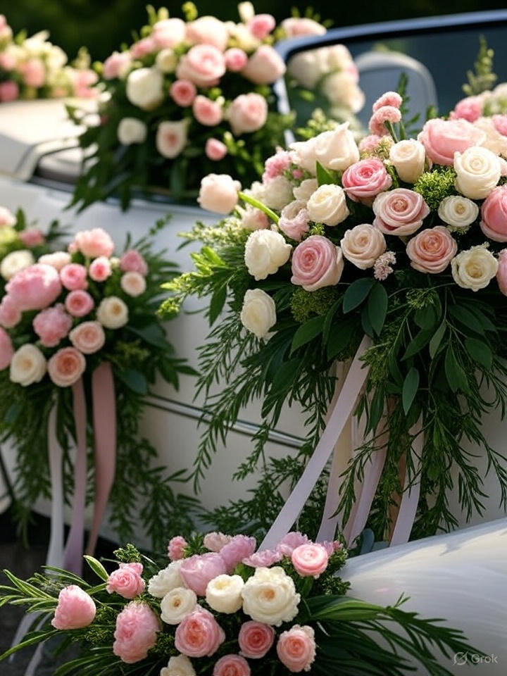 Décoration florale voiture de mariage